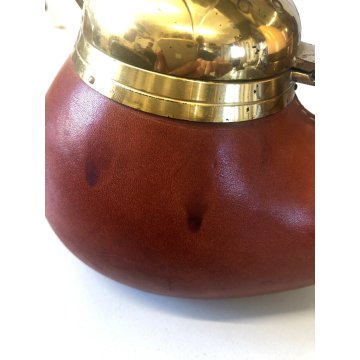 ANTICA PIPA PORTA TABACCO ALDO TURA MACABO' VINTAGE LEGNO CUOIO OTTONE ANNI '40