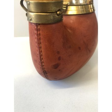ANTICA PIPA PORTA TABACCO ALDO TURA MACABO' VINTAGE LEGNO CUOIO OTTONE ANNI '40