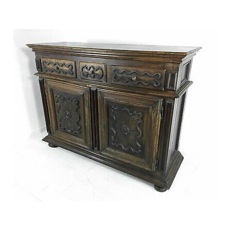 ANTICA CREDENZA PIEMONTE 1700 BAROCCO PIEMONTESE PATINA ORIGINALE LEGNO NOCE