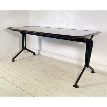 SCRIVANIA SERIE ARCO BBPR OLIVETTI SCRITTOIO DESIGN ANNI 60 VINTAGE FERRO LEGNO