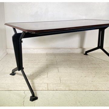 SCRIVANIA SERIE ARCO BBPR OLIVETTI SCRITTOIO DESIGN ANNI 60 VINTAGE FERRO LEGNO