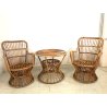 SET GIARDINO 2 POLTRONE TAVOLO RATTAN VIMINI BAMBU ITALIAN DESIGN MIDCENTURY '50