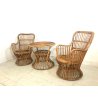 SET GIARDINO 2 POLTRONE TAVOLO RATTAN VIMINI BAMBU ITALIAN DESIGN MIDCENTURY '50