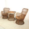 SET GIARDINO 2 POLTRONE TAVOLO RATTAN VIMINI BAMBU ITALIAN DESIGN MIDCENTURY '50