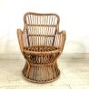 SET GIARDINO 2 POLTRONE TAVOLO RATTAN VIMINI BAMBU ITALIAN DESIGN MIDCENTURY '50