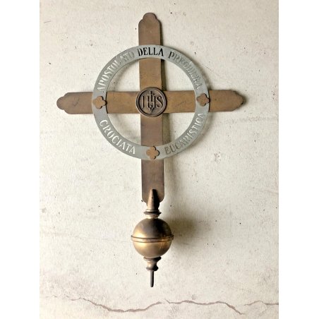 PUNTALE CROCE PORTASTENDARDO Apostolato Preghiera Crociata Eucaristica RELIGIOSO