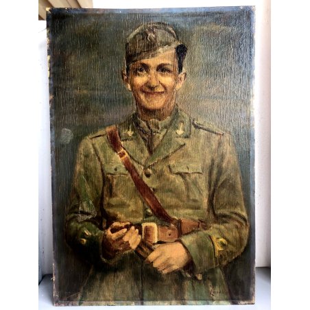 QUADRO RITRATTO DIPINTO OLIO TAVOLA Zanale Giacomi ? SOLDATO MILITARE GRADI 1947