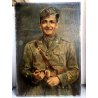 QUADRO RITRATTO DIPINTO OLIO TAVOLA Zanale Giacomi ? SOLDATO MILITARE GRADI 1947