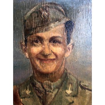 QUADRO RITRATTO DIPINTO OLIO TAVOLA Zanale Giacomi ? SOLDATO MILITARE GRADI 1947