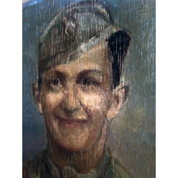 QUADRO RITRATTO DIPINTO OLIO TAVOLA Zanale Giacomi ? SOLDATO MILITARE GRADI 1947