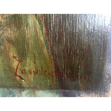 QUADRO RITRATTO DIPINTO OLIO TAVOLA Zanale Giacomi ? SOLDATO MILITARE GRADI 1947