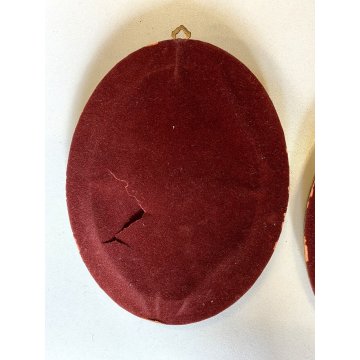 ANTICA COPPIA MINIATURA OVALE cornice oro PAESAGGIO dipinto olio FIRMATE h 22 cm