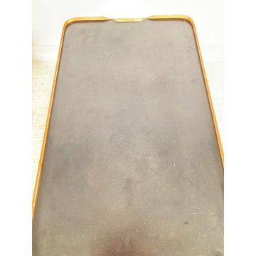 CARRELLO BAR ESPOSITORE ROTELLE DESIGN ANNI 60 LEGNO OTTONE VINTAGE 2 RIPIANI