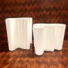 SET 2 VASO VETRO  Savoy Vase DESIGN Alvar Aalto Aino OPAL WHITE 16 cm/h  20 cm/h