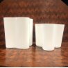 SET 2 VASO VETRO  Savoy Vase DESIGN Alvar Aalto Aino OPAL WHITE 16 cm/h  20 cm/h