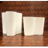 SET 2 VASO VETRO  Savoy Vase DESIGN Alvar Aalto Aino OPAL WHITE 16 cm/h  20 cm/h