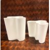SET 2 VASO VETRO  Savoy Vase DESIGN Alvar Aalto Aino OPAL WHITE 16 cm/h  20 cm/h