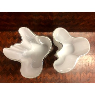 SET 2 VASO VETRO  Savoy Vase DESIGN Alvar Aalto Aino OPAL WHITE 16 cm/h  20 cm/h