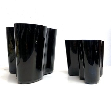 SET 2 VASO VETRO Savoy Vase DESIGN Alvar Aalto Aino BLU COBALTO 16 cm/h  12 cm/h