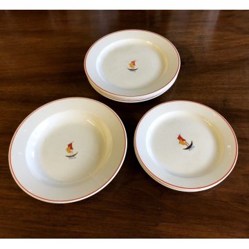 ANTICHI PIATTI CERAMICA Richard Ginori 10-4-37 DECORO Gio Ponti BARCA VELA '30