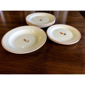 ANTICHI PIATTI CERAMICA Richard Ginori 10-4-37 DECORO Gio Ponti BARCA VELA '30