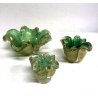 SET 3 VASO VETRO MURANO SOFFIATO BLOWN GLASS VERDE ORO BAROVIER & TOSO '40