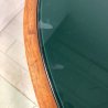 TAVOLO OVALE LEGNO NOCE VETRO VERDE 1 GAMBA TORNITA DESIGN ATTR. Paolo Buffa '40