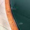 TAVOLO OVALE LEGNO NOCE VETRO VERDE 1 GAMBA TORNITA DESIGN ATTR. Paolo Buffa '40