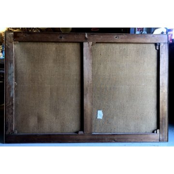ANTICO GRANDE QUADRO DIPINTO OLIO PAESAGGIO MARINA Giappone ALLEVAMENTO OSTRICHE