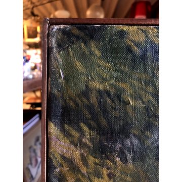 ANTICO GRANDE QUADRO DIPINTO OLIO PAESAGGIO MARINA Giappone ALLEVAMENTO OSTRICHE
