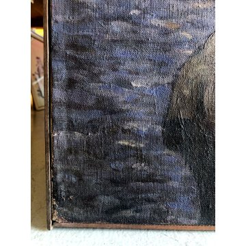 ANTICO GRANDE QUADRO DIPINTO OLIO PAESAGGIO MARINA Giappone ALLEVAMENTO OSTRICHE