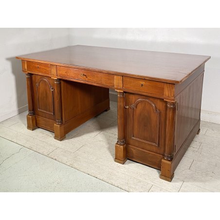 ANTICA SCRIVANIA IMPERO SCRITTOIO PRIMI 1900 LEGNO NOCE MOGANO 2 ANTE UFFICIO