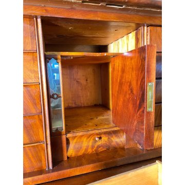 ANTICO SECRETAIRE BIEDERMEIER DOPPIO CORPO 1800 NOCE MOGANO RIBALTA SCRITTOIO