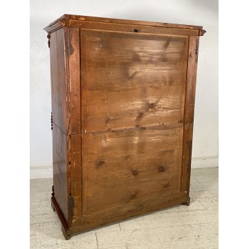 ANTICO SECRETAIRE BIEDERMEIER DOPPIO CORPO 1800 NOCE MOGANO RIBALTA SCRITTOIO