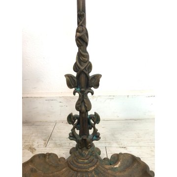 ANTICO SET 2 UTENSILI + PORTA ATTREZZI CAMINO BRONZO FIREPLACE STAND TOOL SET