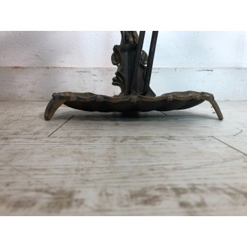 ANTICO SET 2 UTENSILI + PORTA ATTREZZI CAMINO BRONZO FIREPLACE STAND TOOL SET