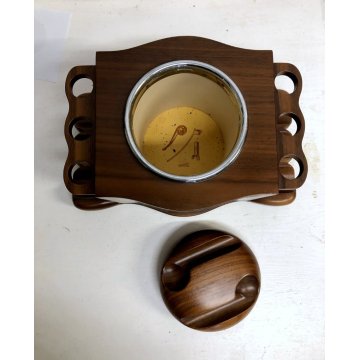 PORTA PIPE 8pz TABACCO HUMIDOR VINTAGE STAND PIPES HOLDER Lorenzi Montenapoleone