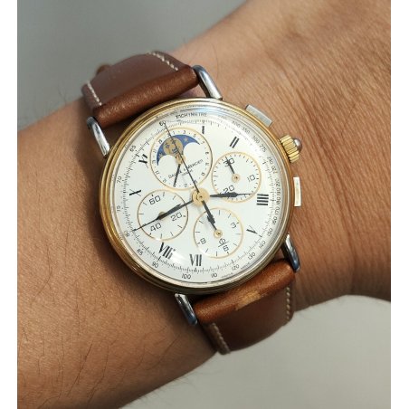 Baume & Mercier 1830 Acciaio Oro OROLOGIO POLSO Chrono Fasi Lunari WRIST WATCH