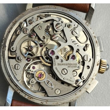 Baume & Mercier 1830 Acciaio Oro OROLOGIO POLSO Chrono Fasi Lunari WRIST WATCH