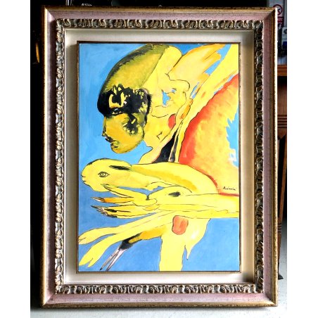 QUADRO DIPINTO ASTRATTO TEMPERA CARTA TELA Remo Brindisi PASTORALE AUTENTICATO 80