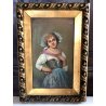 QUADRO DIPINTO OLIO COPIA D'AUTORE Fanciulla abito tradizionale PETROCELLI '900