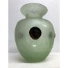 GRANDE VASO VINTAGE La Murrina VETRO MURANO SCAVO VERDE MASCHERONI LEONE '900