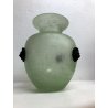 GRANDE VASO VINTAGE La Murrina VETRO MURANO SCAVO VERDE MASCHERONI LEONE '900