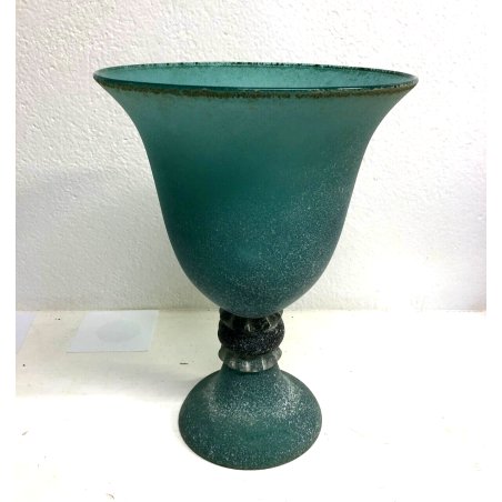 GRANDE COPPA VASO SCAVO La Murrina VETRO MURANO VERDE VINTAGE GLASS ø 23x32 cm/h