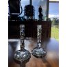 COPPIA CANDELIERE VETRO MURANO GLASS  Archimede Seguso CANDLE HOLDER FIRMA '80