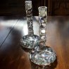COPPIA CANDELIERE VETRO MURANO GLASS  Archimede Seguso CANDLE HOLDER FIRMA '80