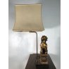 LAMPADA TAVOLO VINTAGE Foo Dog TABLE LAMP LEGNO RESINA OTTONE PARALUME 81,5 cm/h