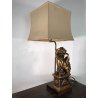 LAMPADA TAVOLO VINTAGE Foo Dog TABLE LAMP LEGNO RESINA OTTONE PARALUME 81,5 cm/h