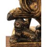 LAMPADA TAVOLO VINTAGE Foo Dog TABLE LAMP LEGNO RESINA OTTONE PARALUME 81,5 cm/h