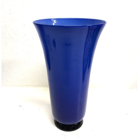VASO DESIGN Venini VETRO MURANO SERIE ANNI '30 OPALINO BLU COBALTO/INDACO '95